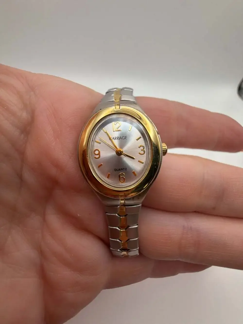 Carriage by Timex Women's Two-Tone Oval Quartz Watch with Expansion Bracelet